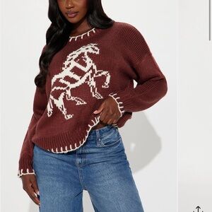 Horse Lover Sweater - Chocolate Brown Never WORN